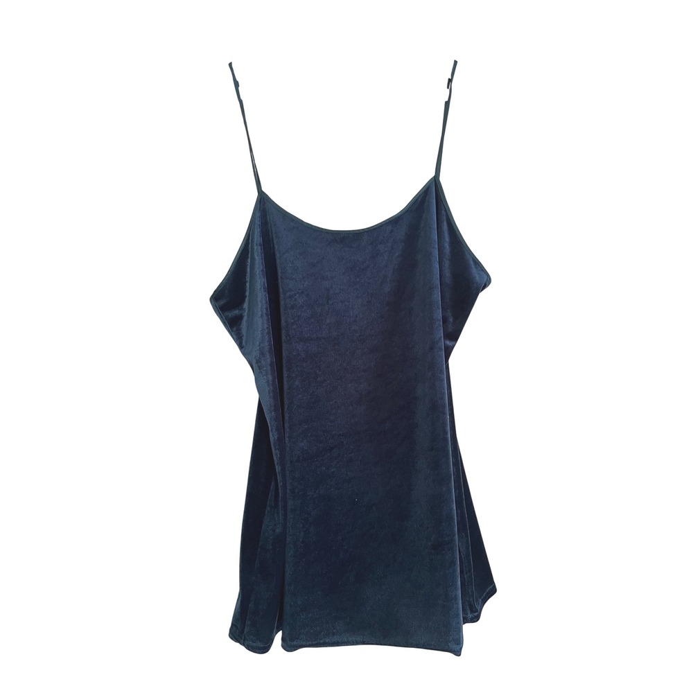 Blue Velvet Spaghetti Strap Mini Dress L 90s Grunge‎ Soft Goth
